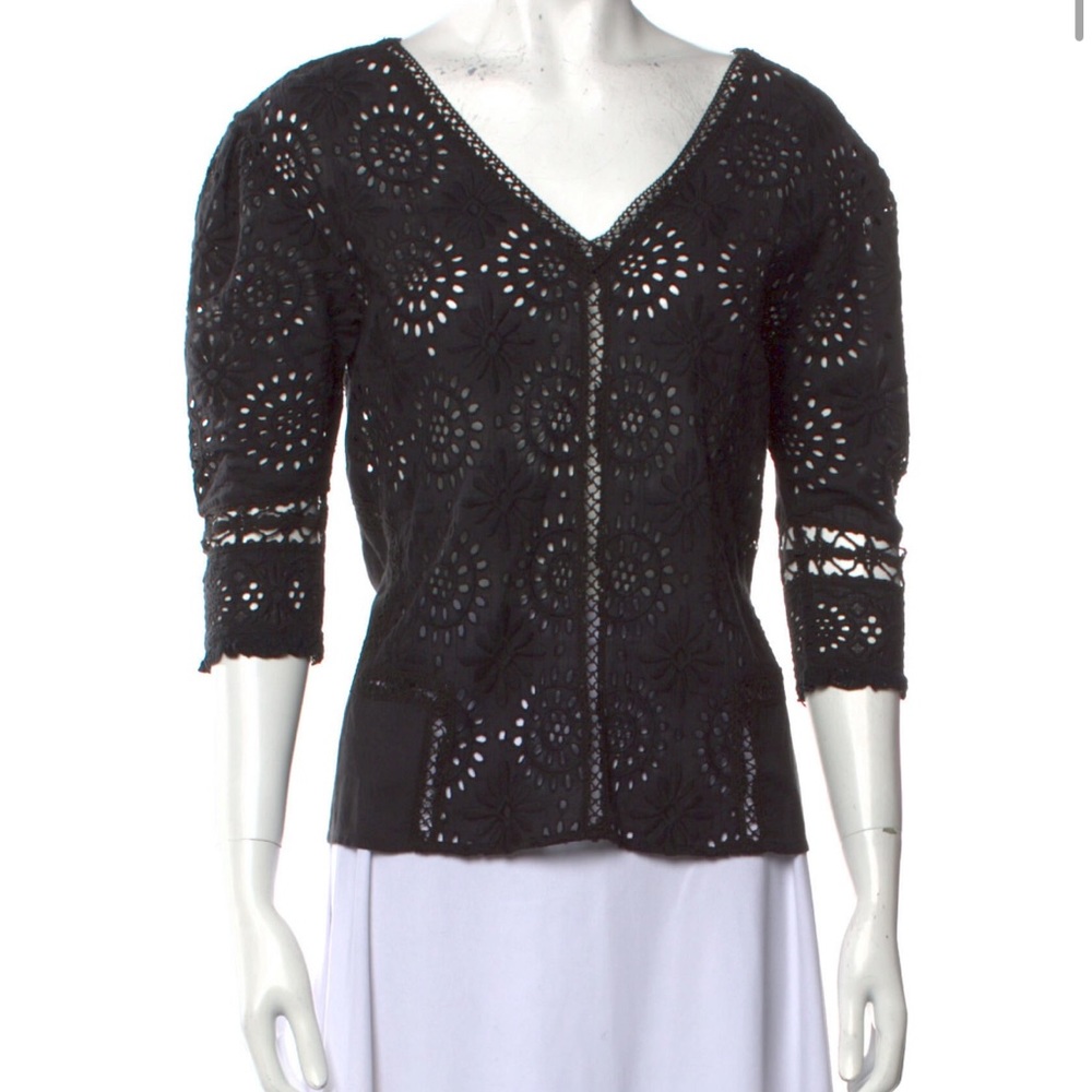 LoveShackFancy Solstice Crochet Anglaise Top